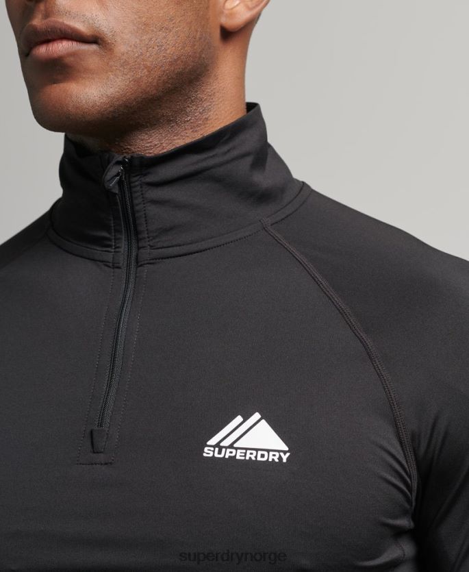 Superdry svart klær 86P46D1373 halv glidelås baselag topp menn