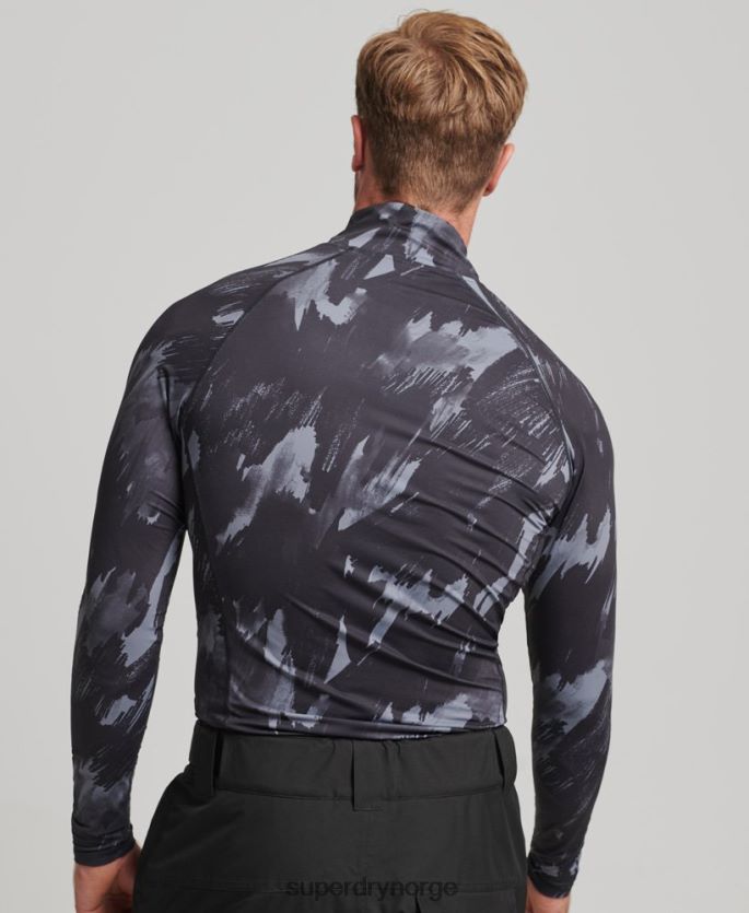 Superdry svart klær 86P46D1387 halv glidelås baselag topp menn