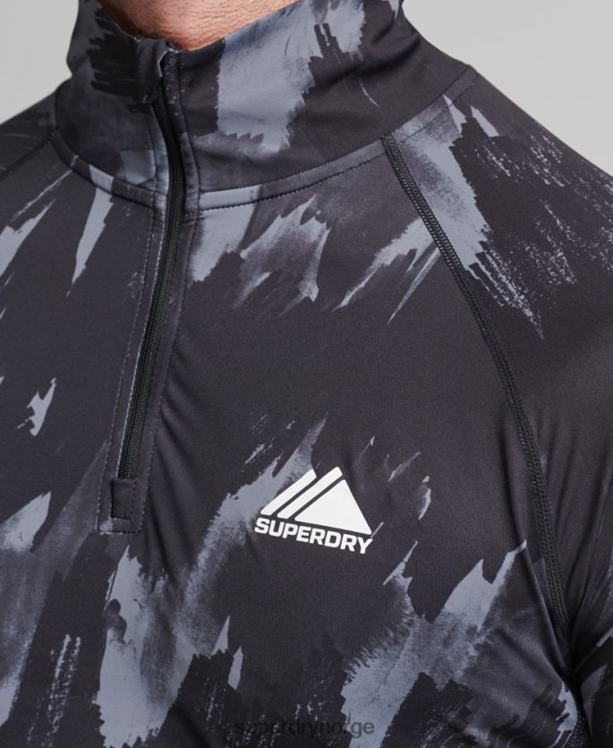 Superdry svart klær 86P46D1387 halv glidelås baselag topp menn