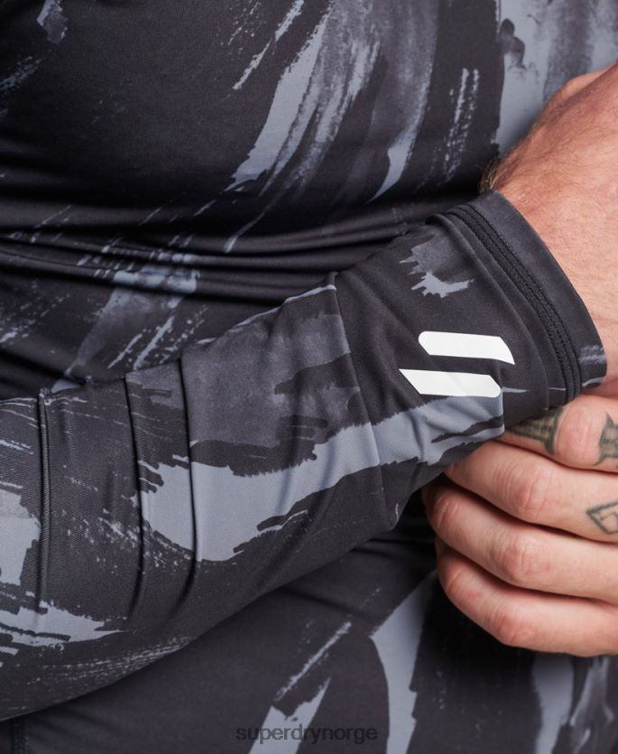 Superdry svart klær 86P46D1387 halv glidelås baselag topp menn