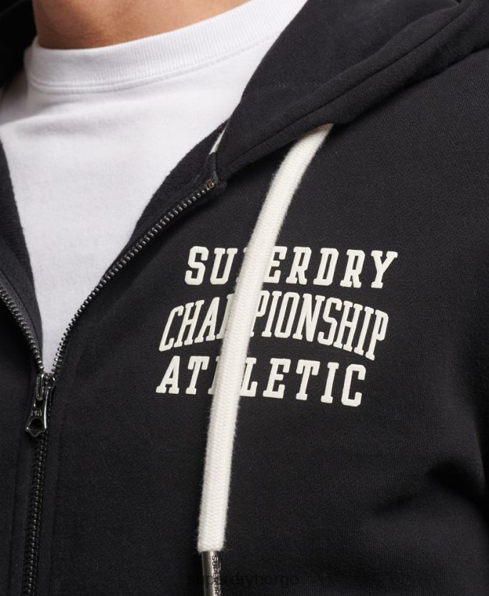 Superdry svart klær 86P46D473 gym atletisk hettegenser med glidelås menn