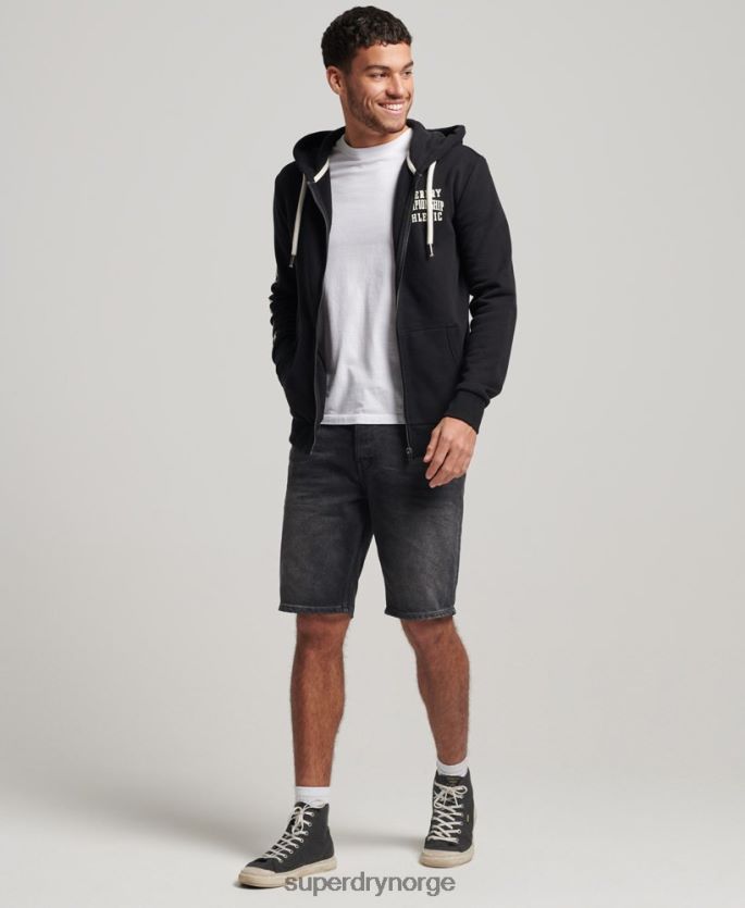 Superdry svart klær 86P46D473 gym atletisk hettegenser med glidelås menn