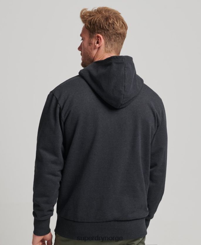 Superdry svart klær 86P46D4991 resirkulert micro side hettegenser menn