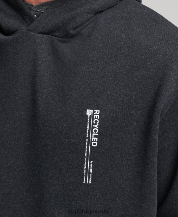 Superdry svart klær 86P46D4991 resirkulert micro side hettegenser menn
