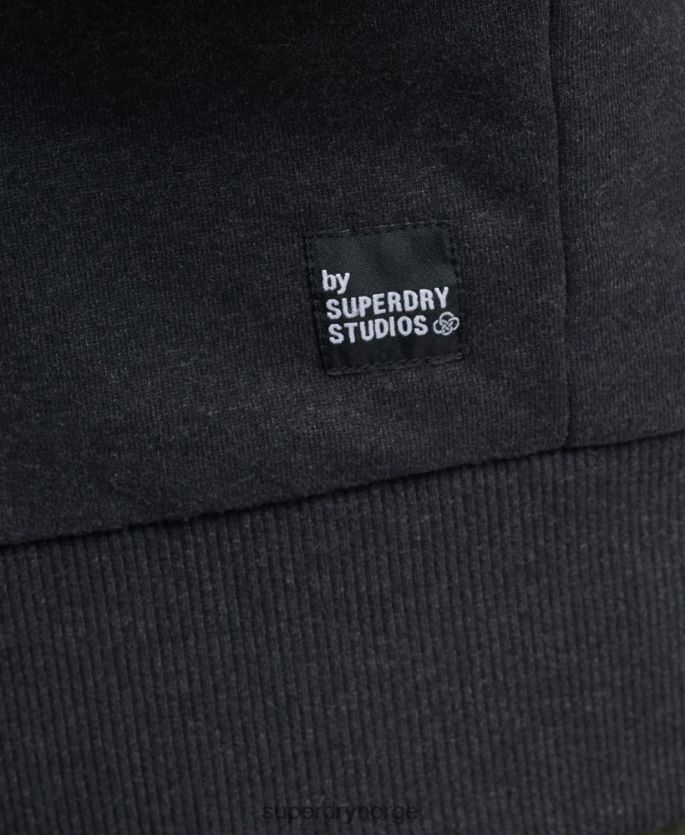 Superdry svart klær 86P46D4991 resirkulert micro side hettegenser menn