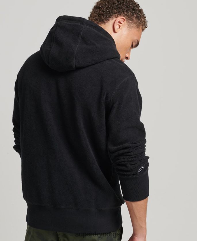 Superdry svart klær 86P46D5031 grafisk logo hettegenser i løs fleece menn