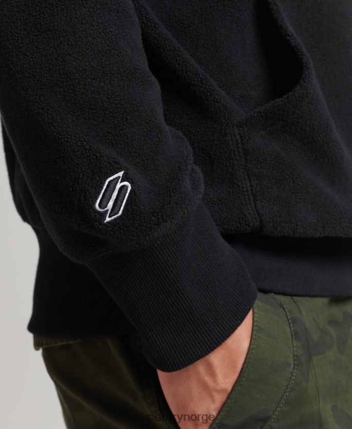 Superdry svart klær 86P46D5031 grafisk logo hettegenser i løs fleece menn