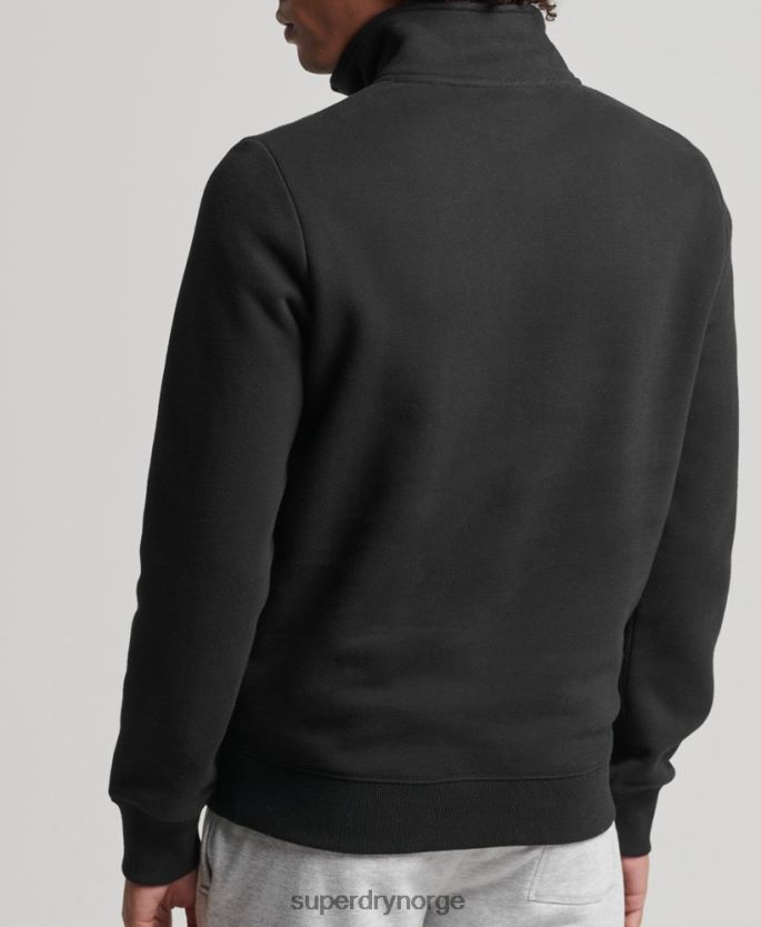 Superdry svart klær 86P46D5047 Henley sweatshirt med vintage logo i økologisk bomull menn