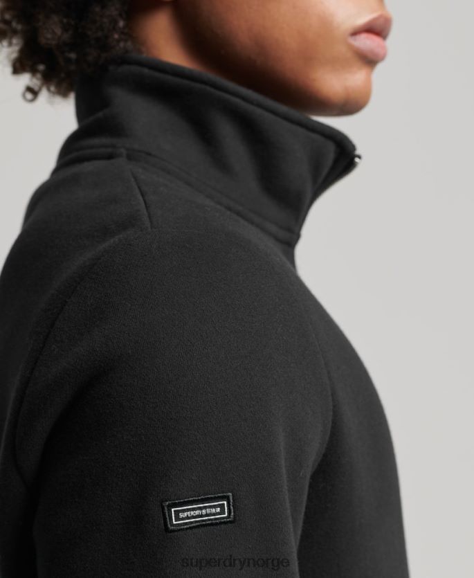 Superdry svart klær 86P46D5047 Henley sweatshirt med vintage logo i økologisk bomull menn