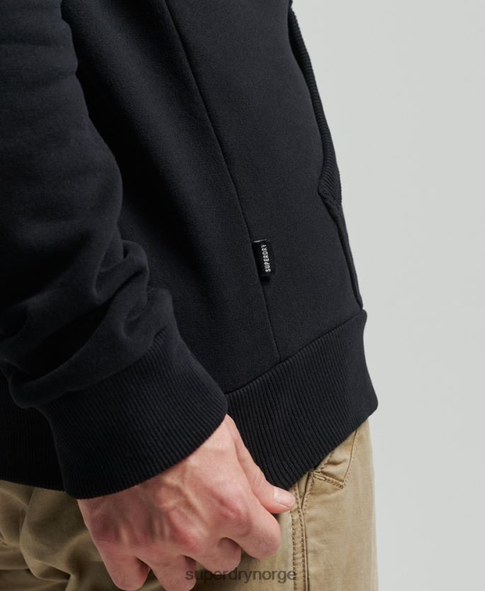 Superdry svart klær 86P46D5053 vintage kjernelogo klassisk hettegenser med glidelås menn