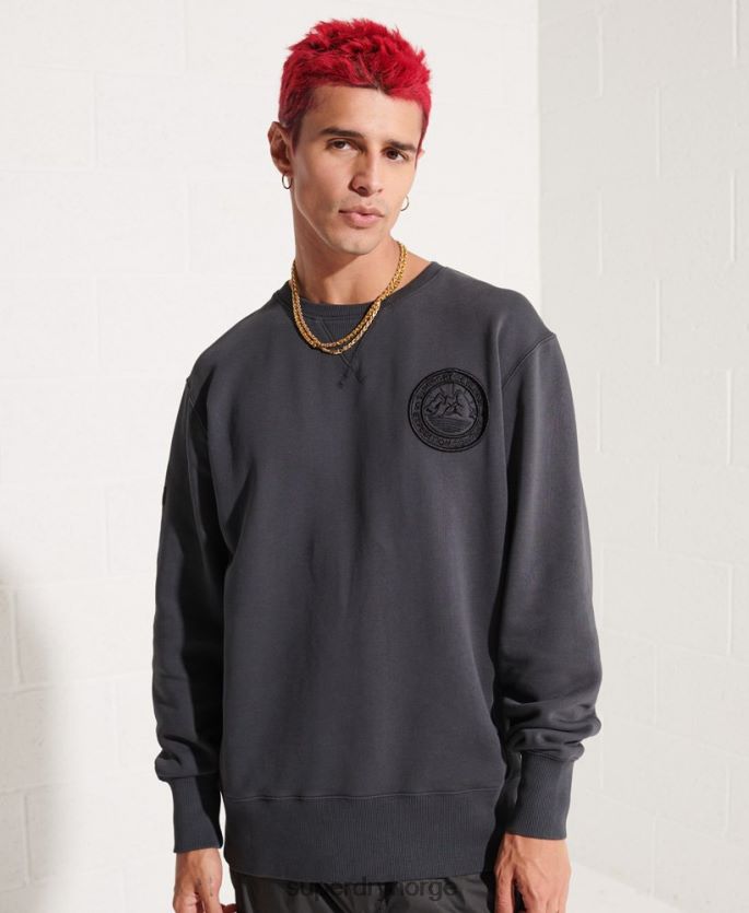 Superdry svart klær 86P46D5057 ekspedisjonsgenser for grafisk mannskap menn