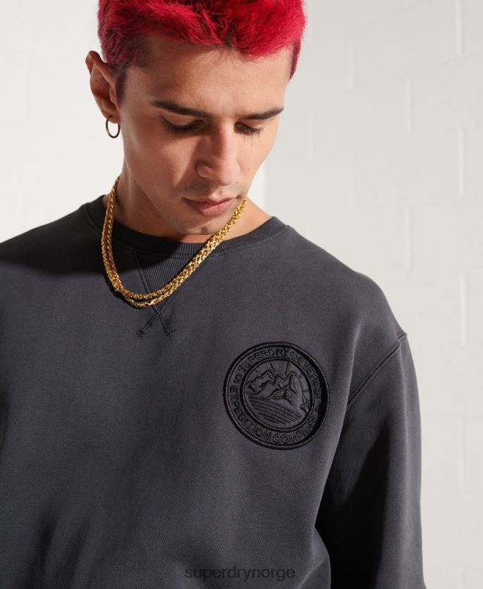 Superdry svart klær 86P46D5057 ekspedisjonsgenser for grafisk mannskap menn