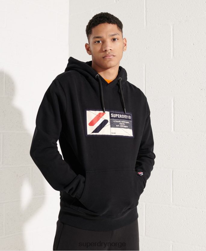 Superdry svart klær 86P46D5060 sport jock tag hettegenser menn