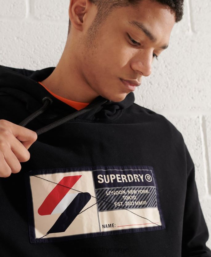 Superdry svart klær 86P46D5060 sport jock tag hettegenser menn