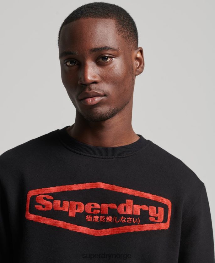 Superdry svart klær 86P46D5074 vintage spill på 90-talls logogenser menn