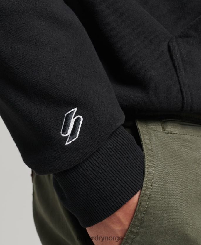 Superdry svart klær 86P46D5084 stablet logotrykk løs hettegenser menn