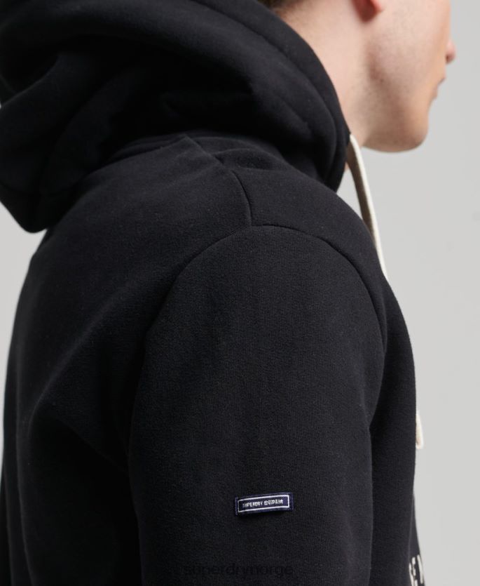 Superdry svart klær 86P46D5093 vintage hettegenser med logo og arv menn