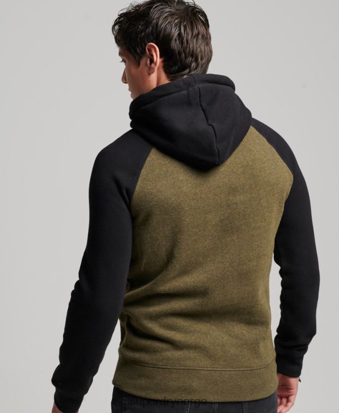 Superdry svart klær 86P46D509 raglan-hettegenser i økologisk bomull, vintage-logo menn