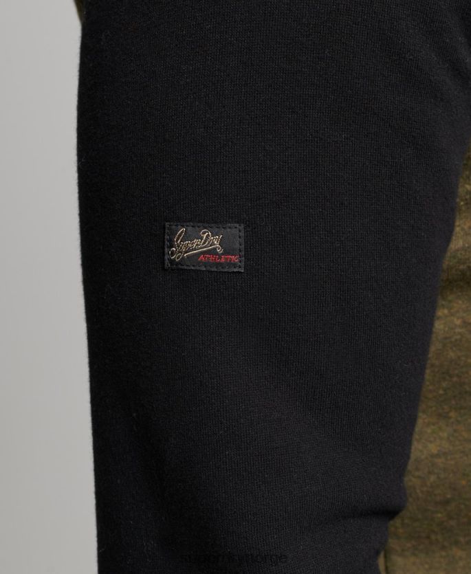 Superdry svart klær 86P46D509 raglan-hettegenser i økologisk bomull, vintage-logo menn