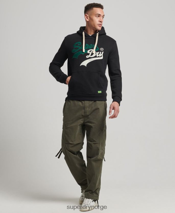 Superdry svart klær 86P46D5145 vintage logo interesse hettegenser menn