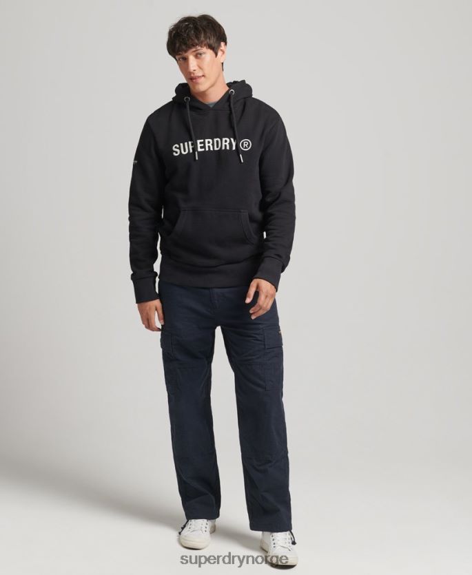 Superdry svart klær 86P46D5169 vintage hettegenser med firmalogo menn