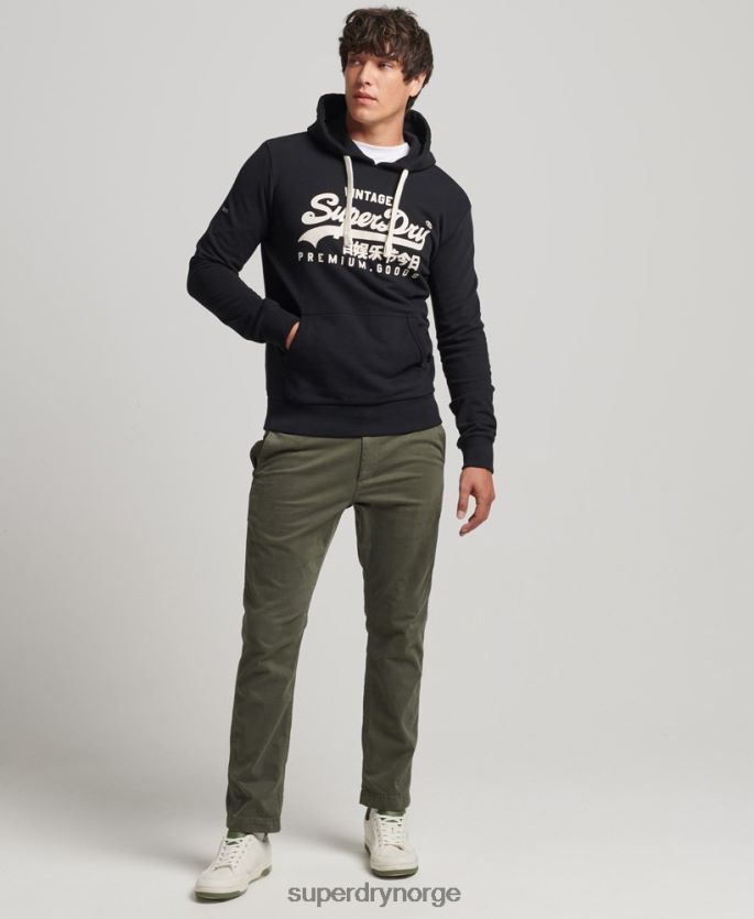 Superdry svart klær 86P46D5223 vintage hettegenser med logo og arv menn