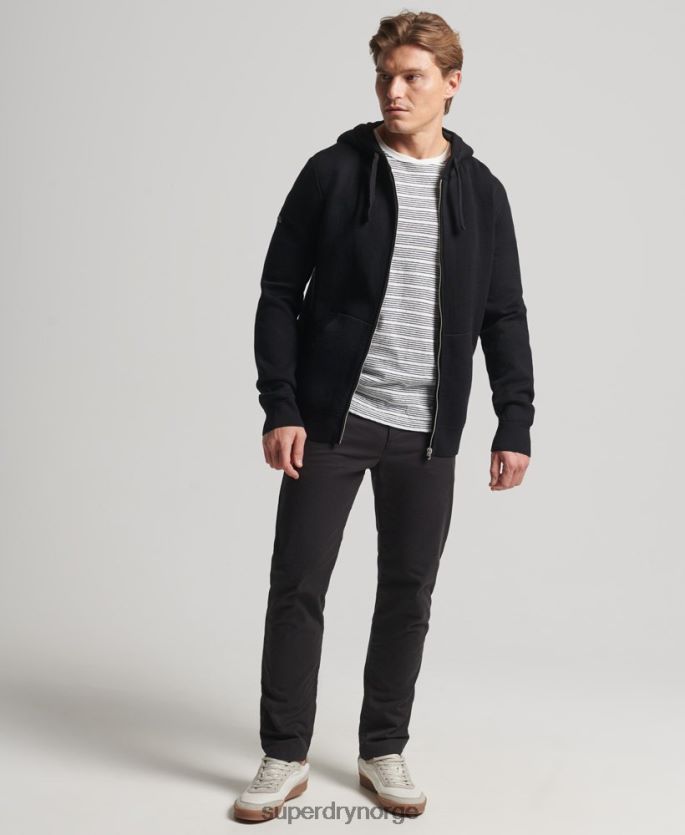 Superdry svart klær 86P46D5262 essensiell hettegenser i økologisk bomull med glidelås menn