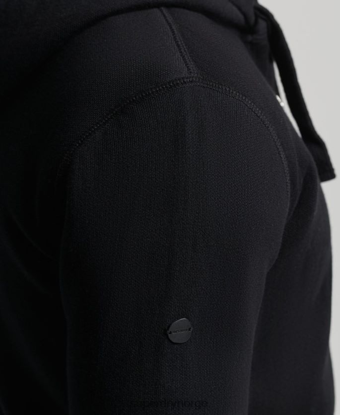 Superdry svart klær 86P46D5262 essensiell hettegenser i økologisk bomull med glidelås menn