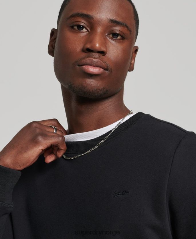Superdry svart klær 86P46D527 vintage sweatshirt med logobesetning i økologisk bomull menn