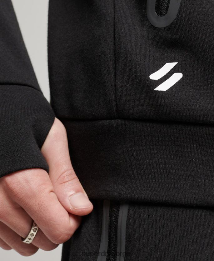 Superdry svart klær 86P46D562 gymtech hettegenser med glidelås menn