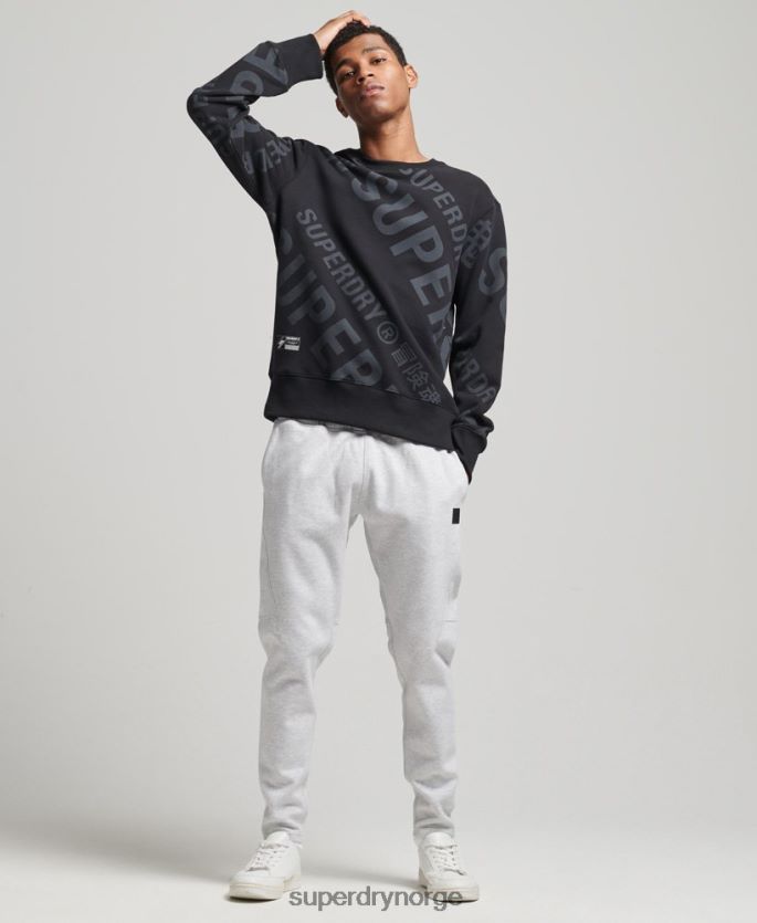 Superdry svart klær 86P46D5802 kjernelogo over hele lagets genser menn