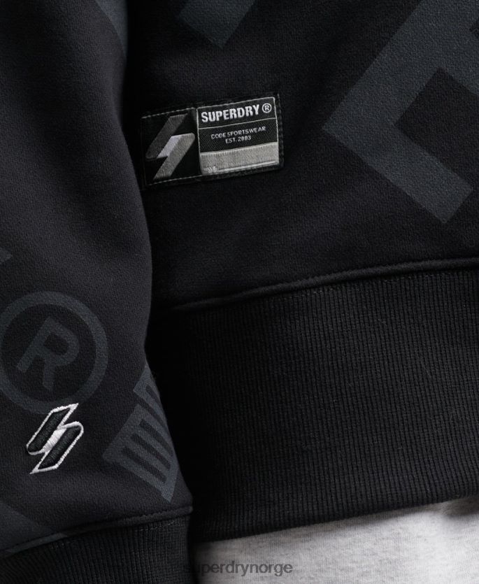 Superdry svart klær 86P46D5802 kjernelogo over hele lagets genser menn