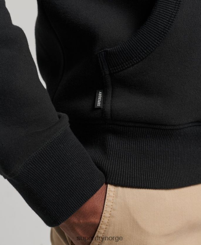 Superdry svart klær 86P46D590 essensiell logo-hettegenser i økologisk bomull menn
