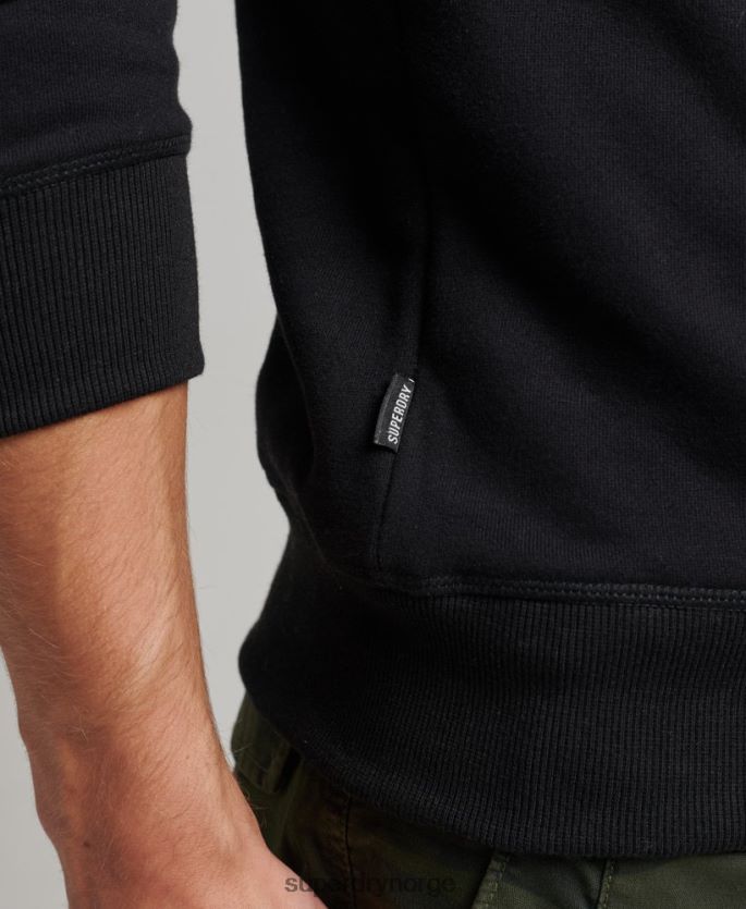 Superdry svart klær 86P46D701 genser med logobesetning i økologisk bomull menn