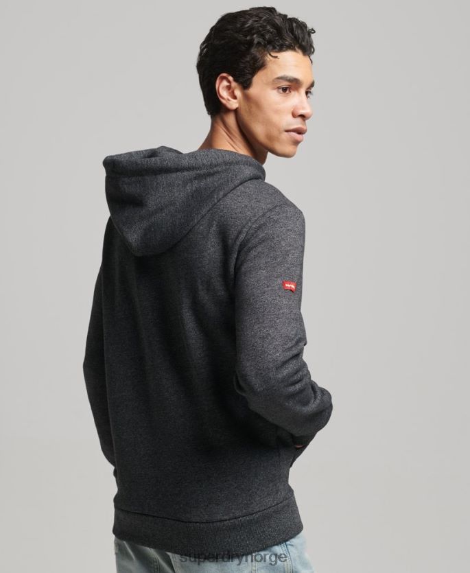 Superdry svart klær 86P46D728 vintage-logo fjell-hettegenser menn