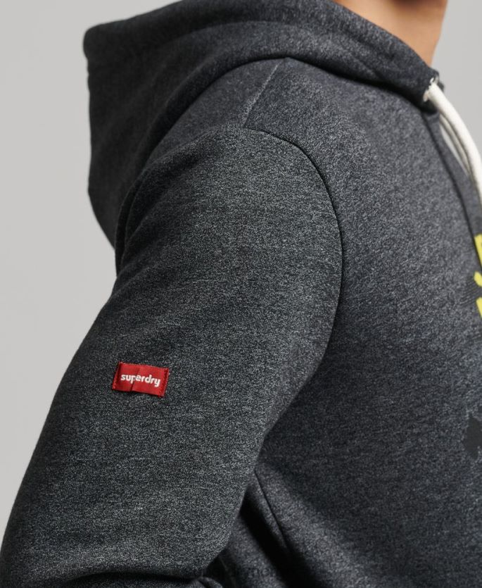 Superdry svart klær 86P46D728 vintage-logo fjell-hettegenser menn