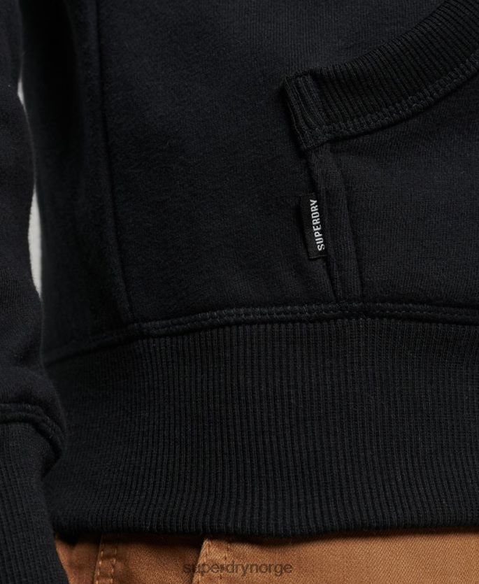 Superdry svart klær 86P46D731 vintage logo brodert hettegenser med glidelås menn