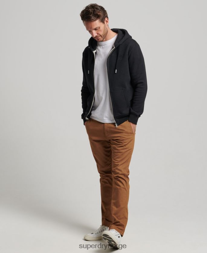 Superdry svart klær 86P46D731 vintage logo brodert hettegenser med glidelås menn