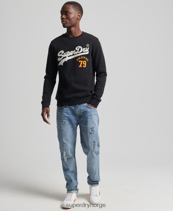Superdry svart klær 86P46D740 vintage logo interesse crew sweatshirt menn