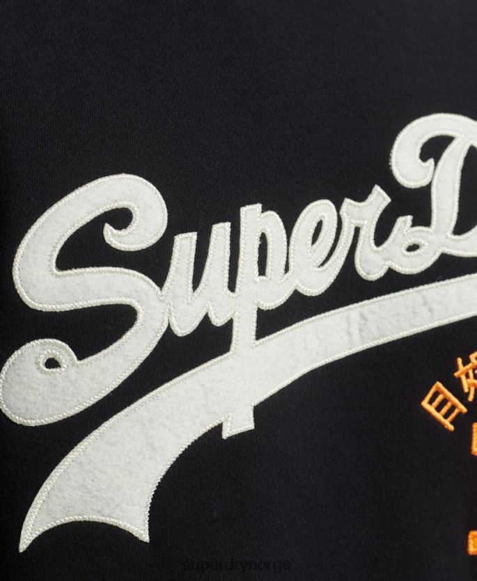 Superdry svart klær 86P46D740 vintage logo interesse crew sweatshirt menn
