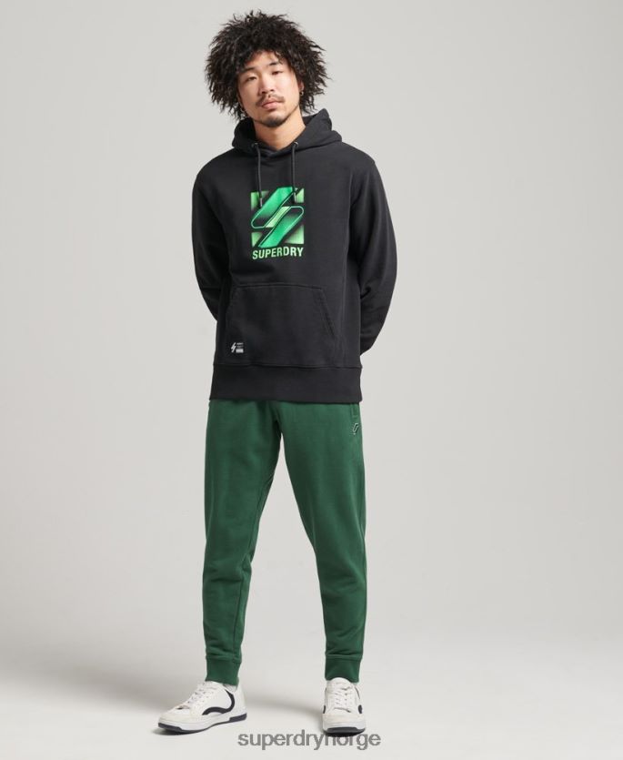 Superdry svart klær 86P46D800 kode halvtone løs hettegenser menn