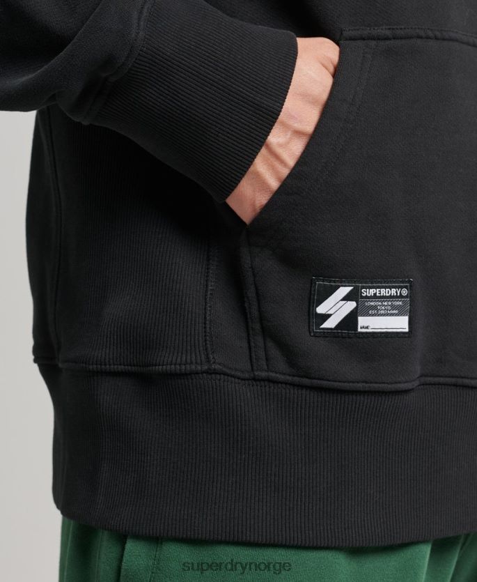 Superdry svart klær 86P46D800 kode halvtone løs hettegenser menn