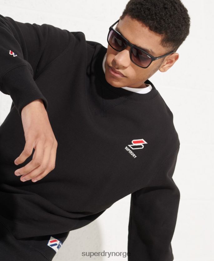 Superdry svart klær 86P46D814 sportstyle essensiell genser med rund hals menn