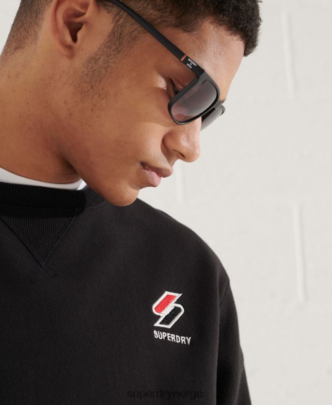 Superdry svart klær 86P46D814 sportstyle essensiell genser med rund hals menn