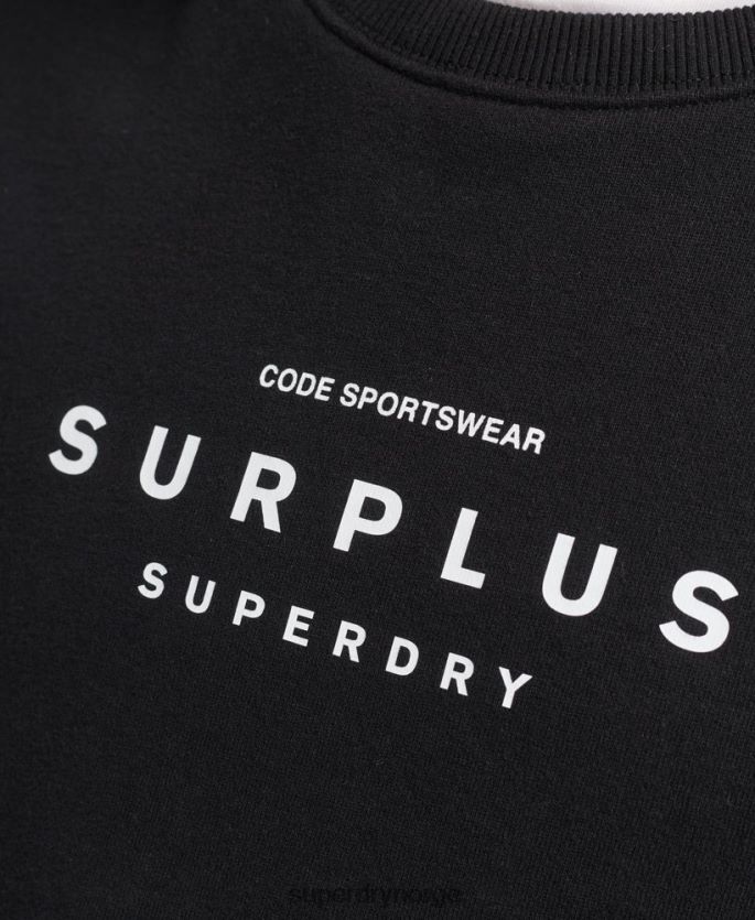 Superdry svart klær 86P46D819 overflødig grafisk genser for løs mannskap menn