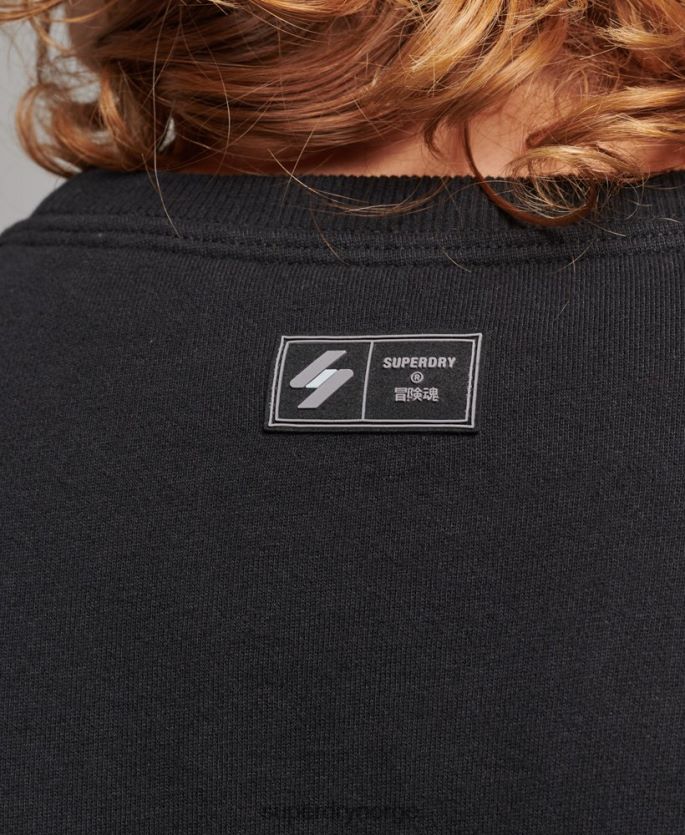 Superdry svart klær 86P46D819 overflødig grafisk genser for løs mannskap menn