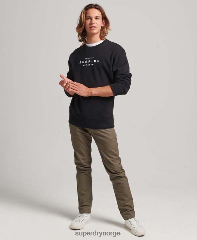Superdry svart klær 86P46D819 overflødig grafisk genser for løs mannskap menn