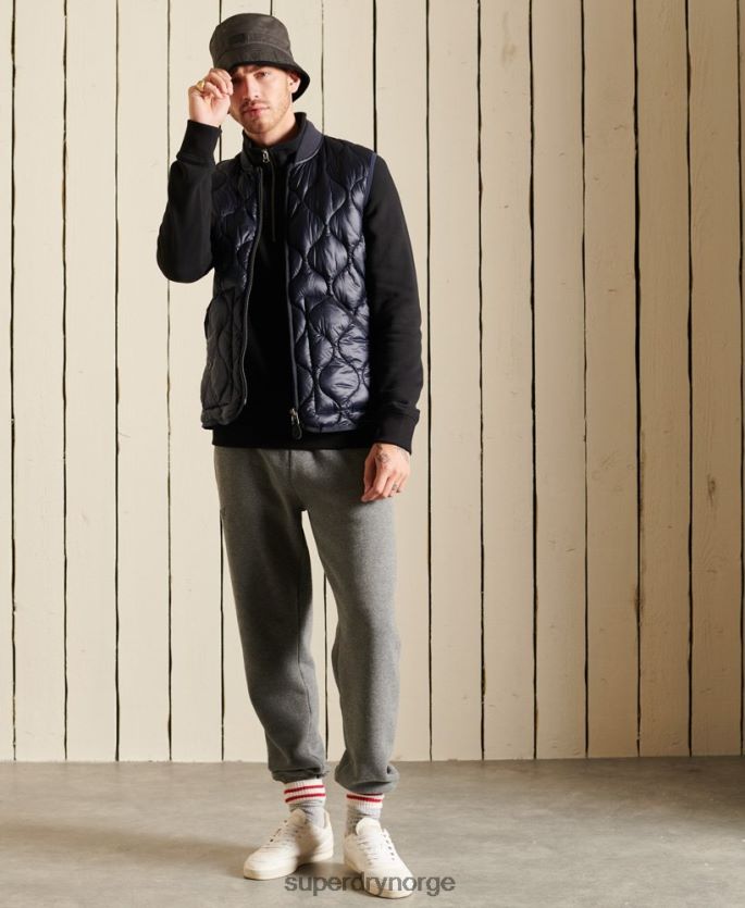 Superdry svart klær 86P46D821 vintage logo brodert henley sweatshirt med glidelås menn