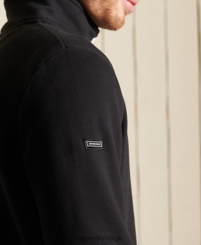 Superdry svart klær 86P46D821 vintage logo brodert henley sweatshirt med glidelås menn