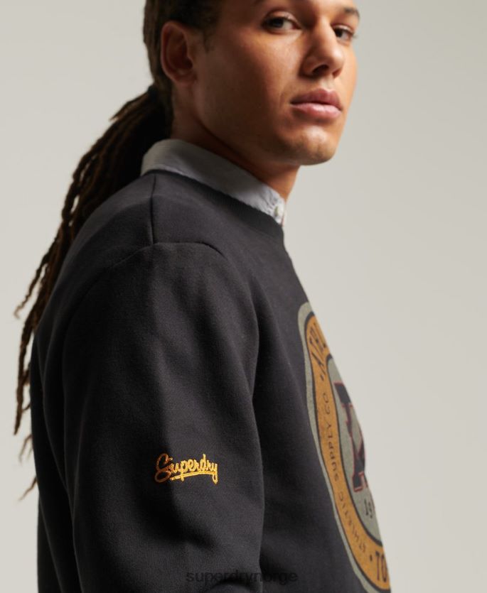 Superdry svart klær 86P46D845 vintage collegiate crew sweatshirt menn